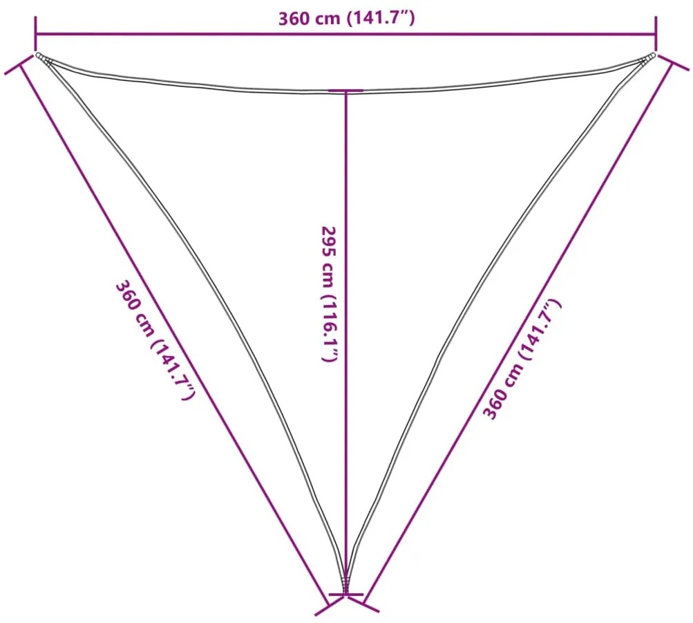 Para-sol vela tecido oxford triangular 3,6x3,6x3,6 m verde-esc.