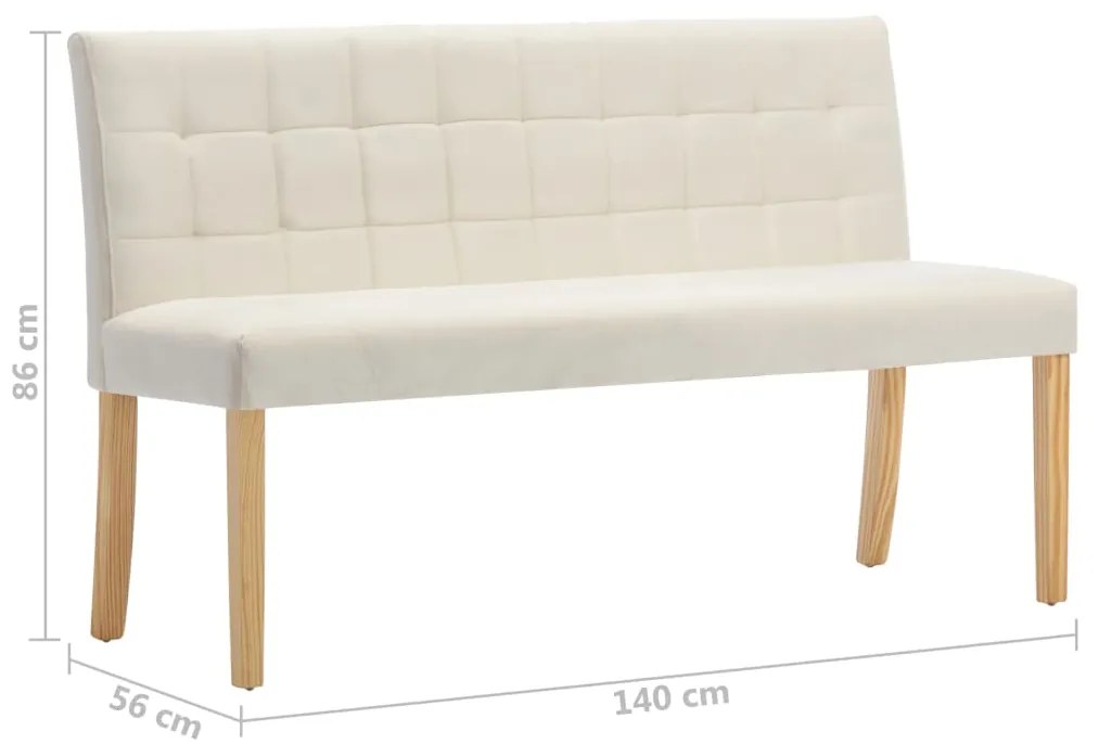 Banco 140 cm veludo cor creme