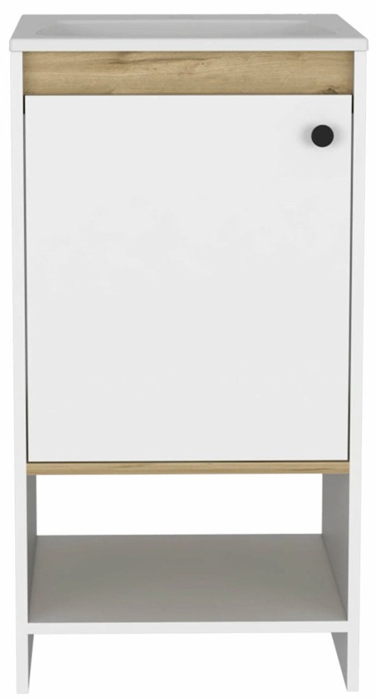 Móvel de casa de banho com lavatório malaga, com compartimento com porta prateleiras resistentes, 85 cm a x 45 cm e x 45 cm P, branco/duna