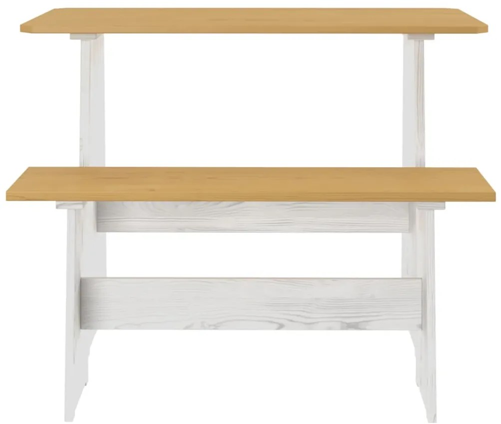 3 pcs conjunto de jantar REINE pinho maciço castanho mel/branco