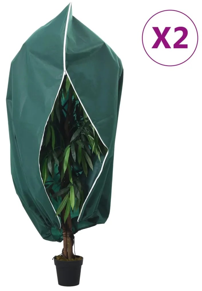vidaXL Coberturas para plantas com fecho 2 pcs 70 g/m² 1x1,55 m