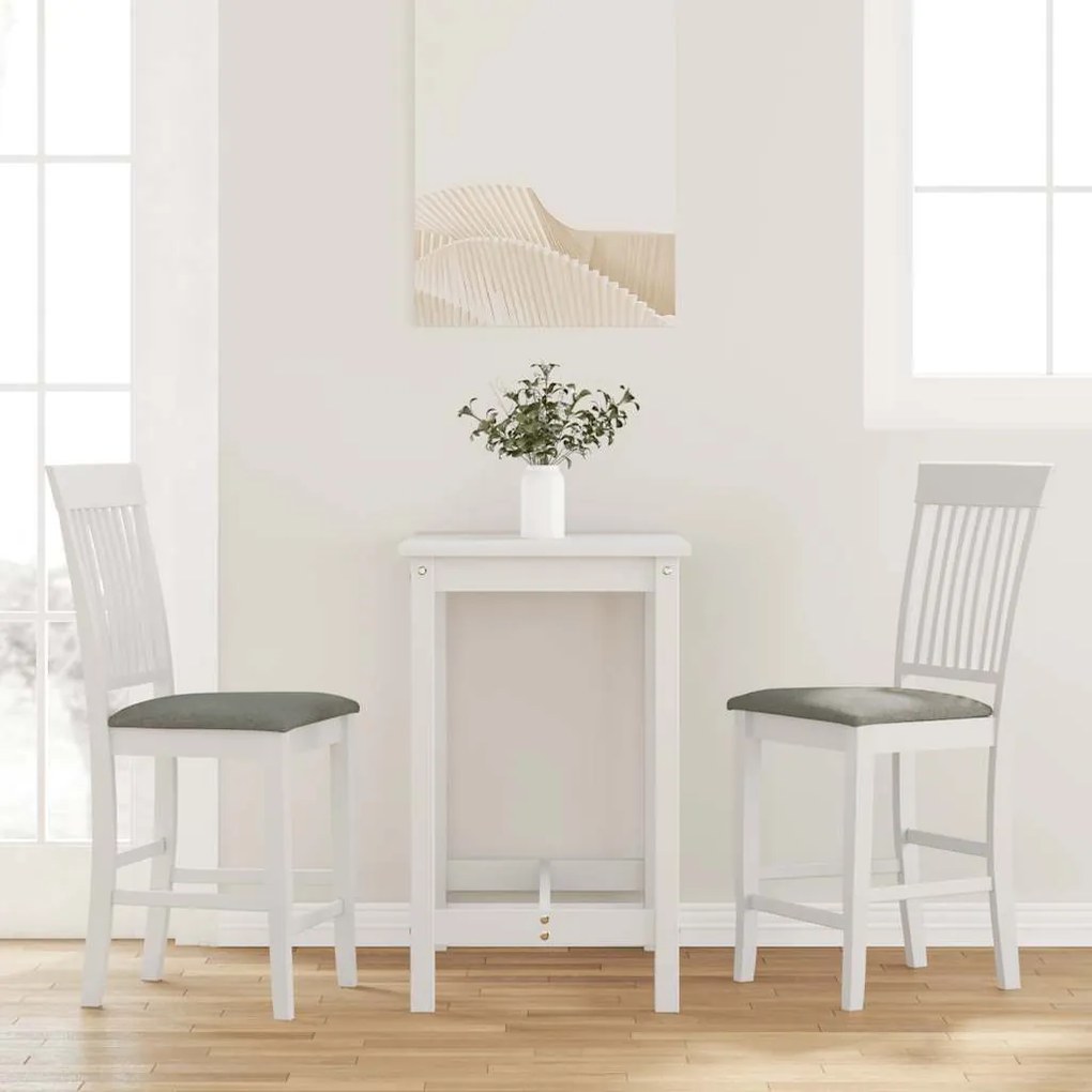 Bancos de bar com almofadões 2pcs madeira de seringueira maciça