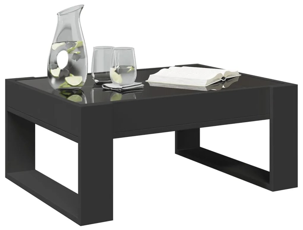 Mesa de centro luzes LED Infinity 70x53x30 cm preto