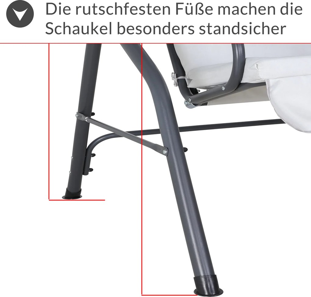 Baloiço Jardim Hollywood 140 x 112 x 150 cm com cobertura solar cinzento-claro