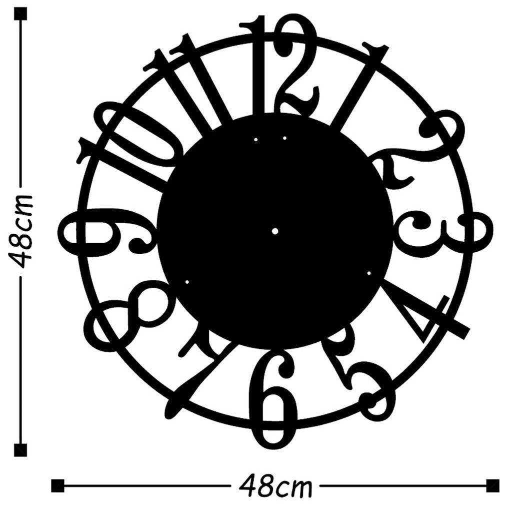 Relógio de Parede Decorativo Watch-015 – Preto – 48 x 48 cm