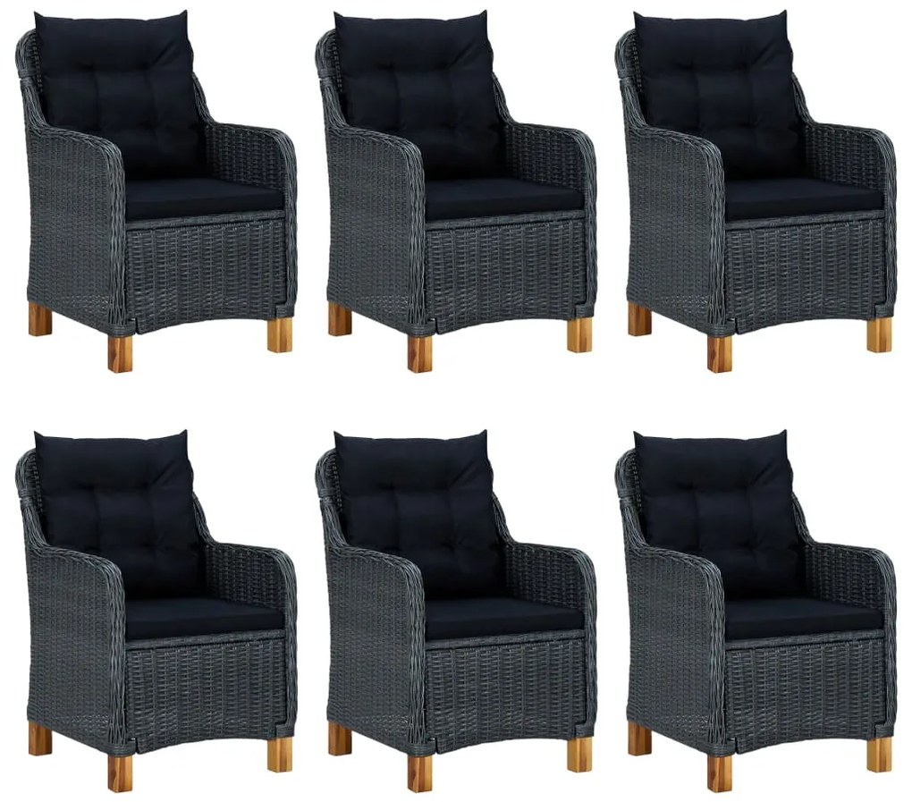 7 pcs conjunto de jantar para jardim cinzento-escuro