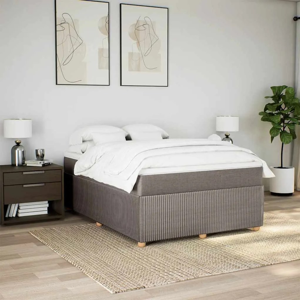 Cama com molas/colchão 160x200 cm tecido castanho-acinzentado