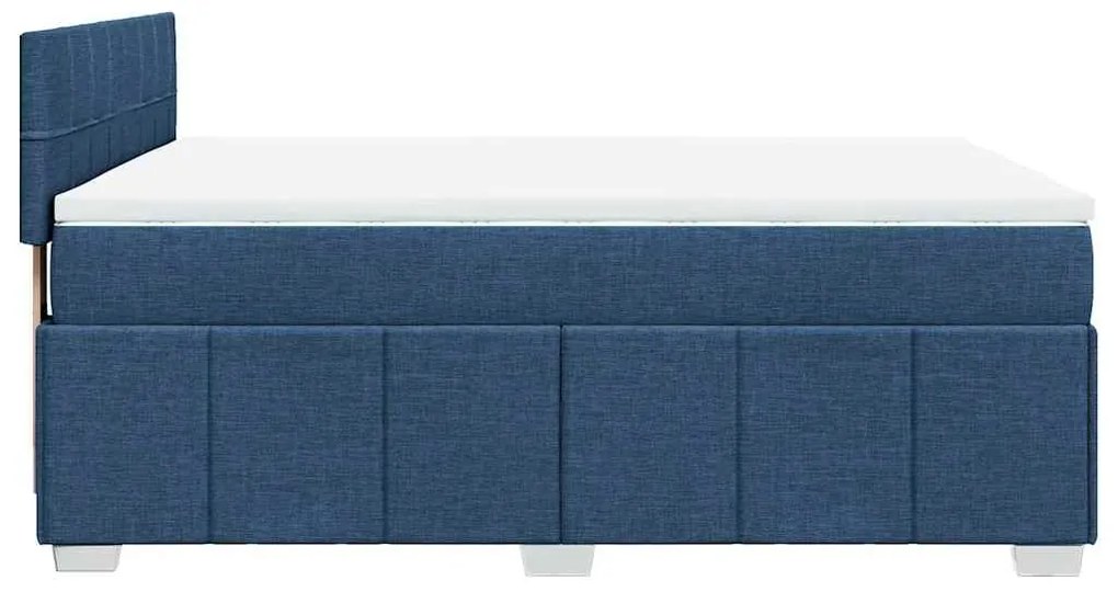 Cama com molas/colchão 140x200 cm tecido azul