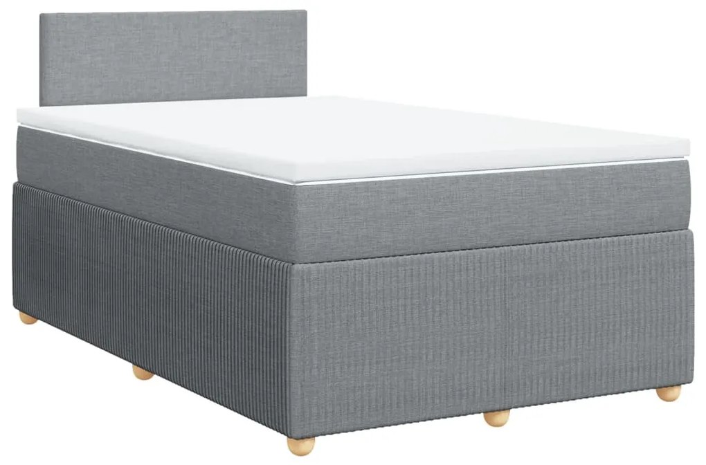 Cama boxspring com colchão 120x190 cm tecido cinzento-claro