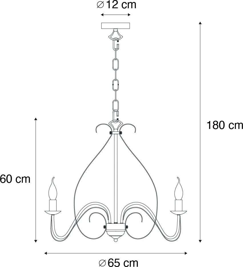 Candeeiro de candelabros inteligente castanho ferrugem 8 luzes incl. Wifi B35 - Giuseppe
