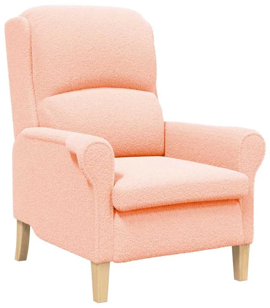 Poltrona Ergonómica Rosa Médio Tecido, Madeira