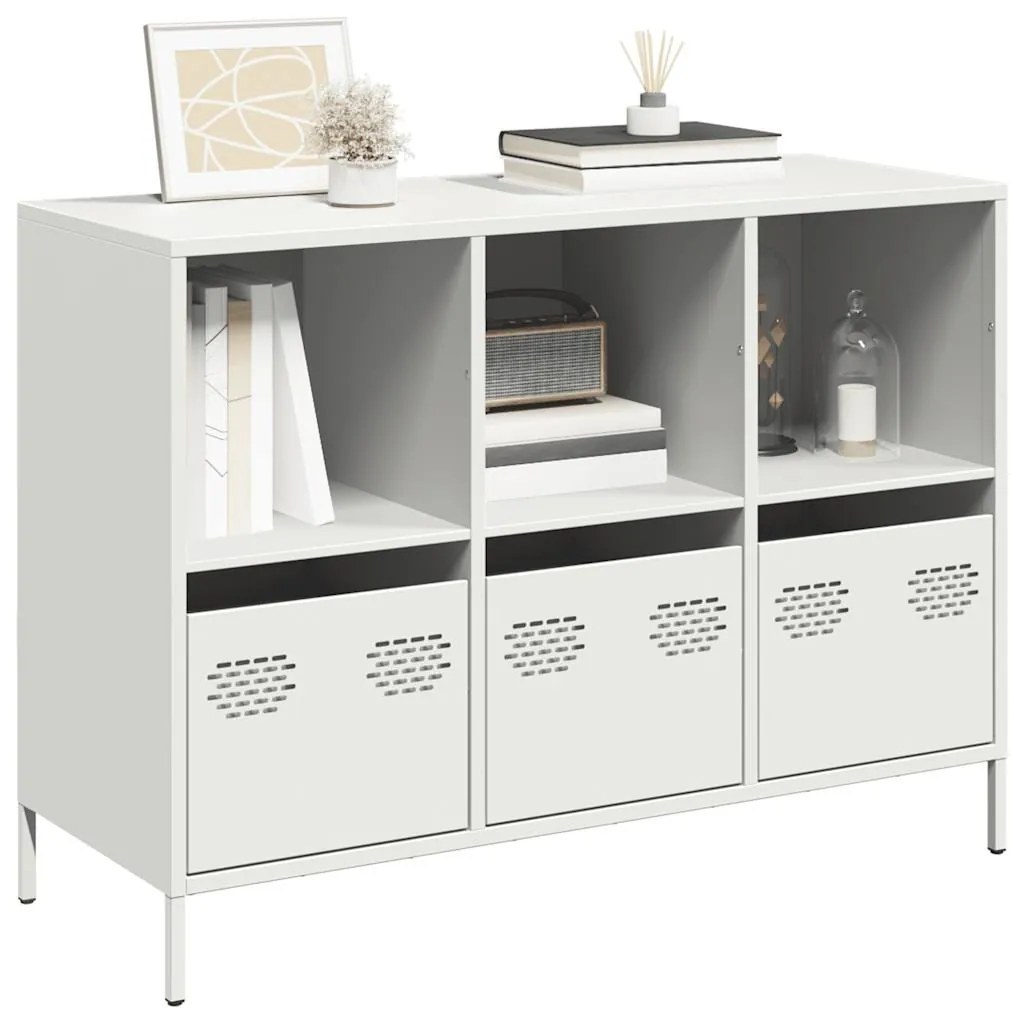 vidaXL Aparador 101,5x39x73,5 cm aço laminado a frio branco