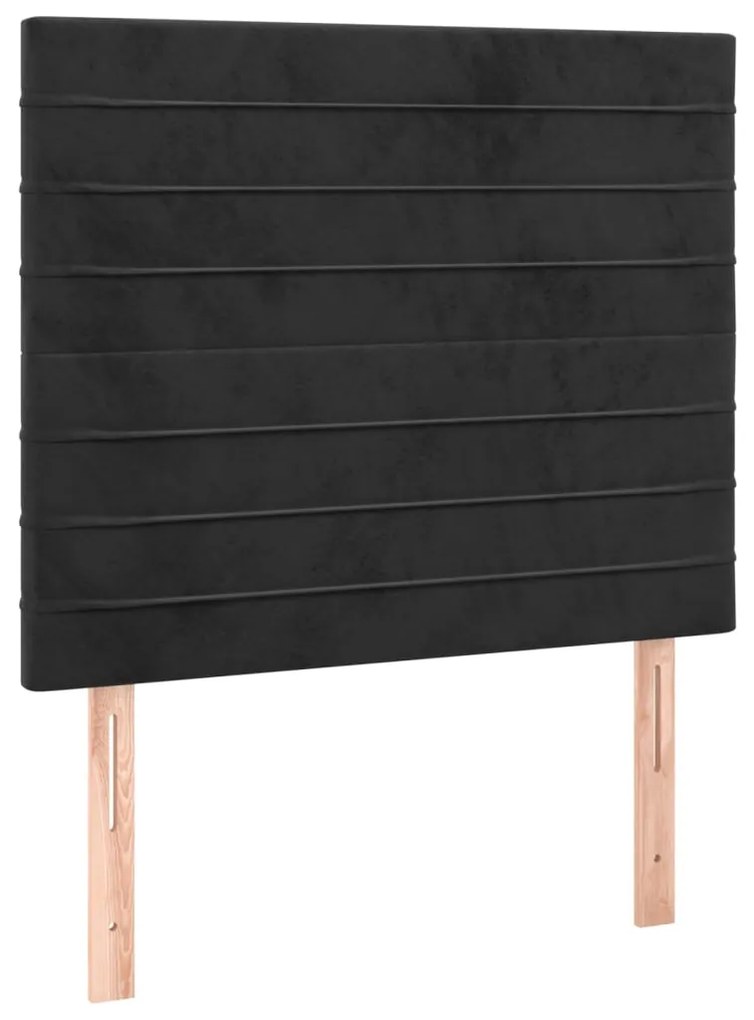 Cabeceira de cama c/ LED veludo 90x5x118/128cm preto