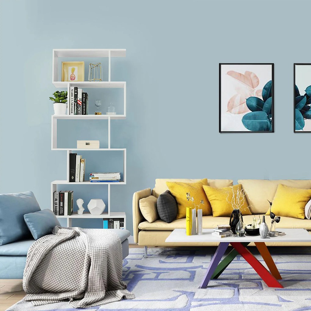 Estante sala com 6 prateleiras 70 x 24 x 190,5 cm branco