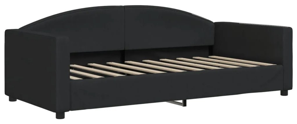 Sofá-cama com gavetão e colchões 90x190 cm tecido preto