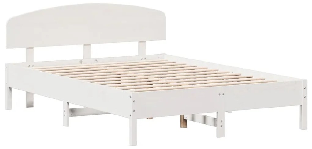 Cama sem colchão 150x200 cm madeira de pinho maciça branco