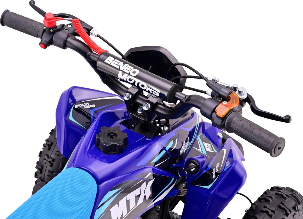 Mini Moto 4 Infantil para crianças 5 a 9 anos 50CC Beneo Motors MTX, velocidade até 40 Km/h com limitador Azul