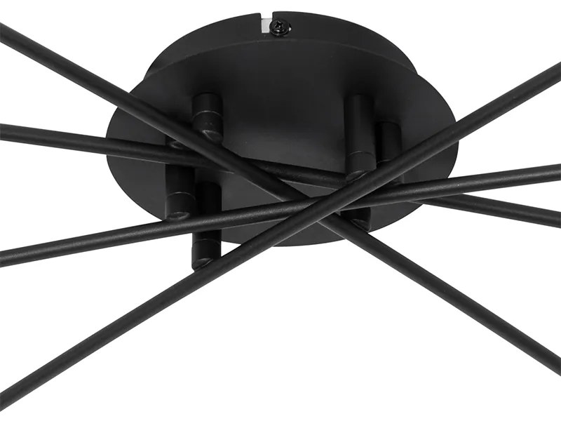 Candeeiro de teto moderno preto com dourado 8 luzes - Athens Wire