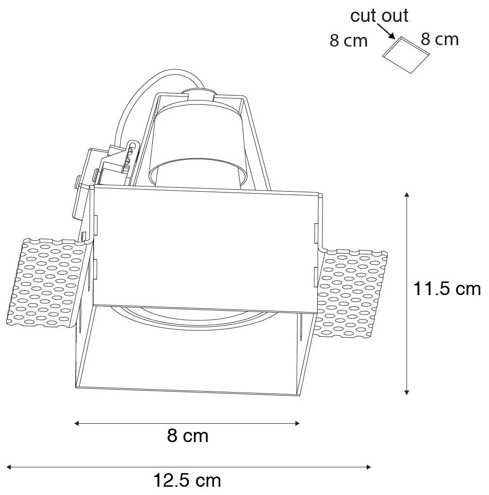 Conjunto de 6 Focos de Embutir Pretos GU10 70mm Sem Moldura - Oneon Moderno