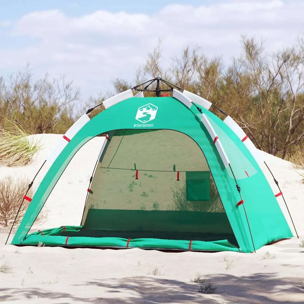 vidaXL Tenda praia 2 pessoas libertação rápida impermeável verde mar