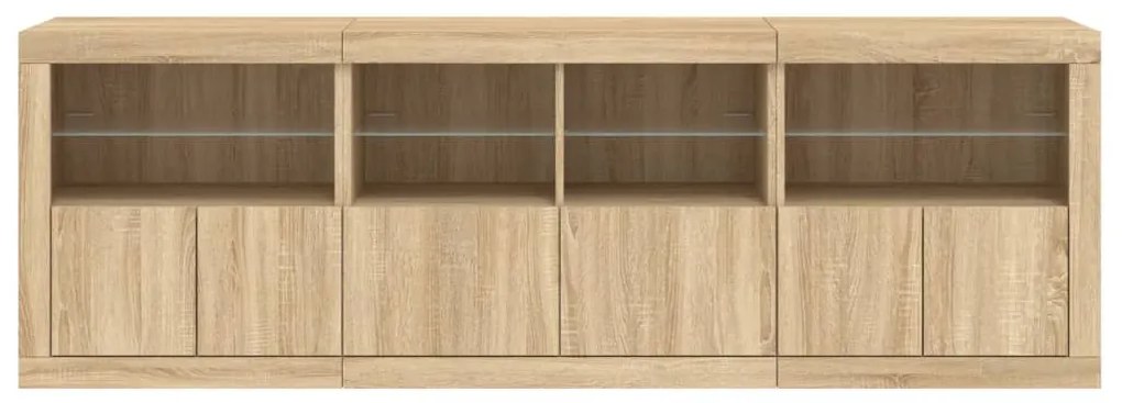Aparador com luzes LED 202x37x67 cm carvalho sonoma