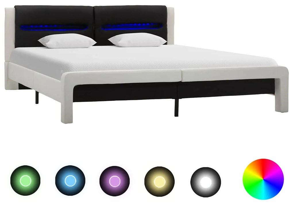 vidaXL Estrutura da Cama Branco e Preto 120 x 200 cm Couro Sintético