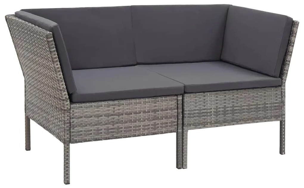 8 pcs conjunto lounge de jardim c/ almofadões vime PE cinzento