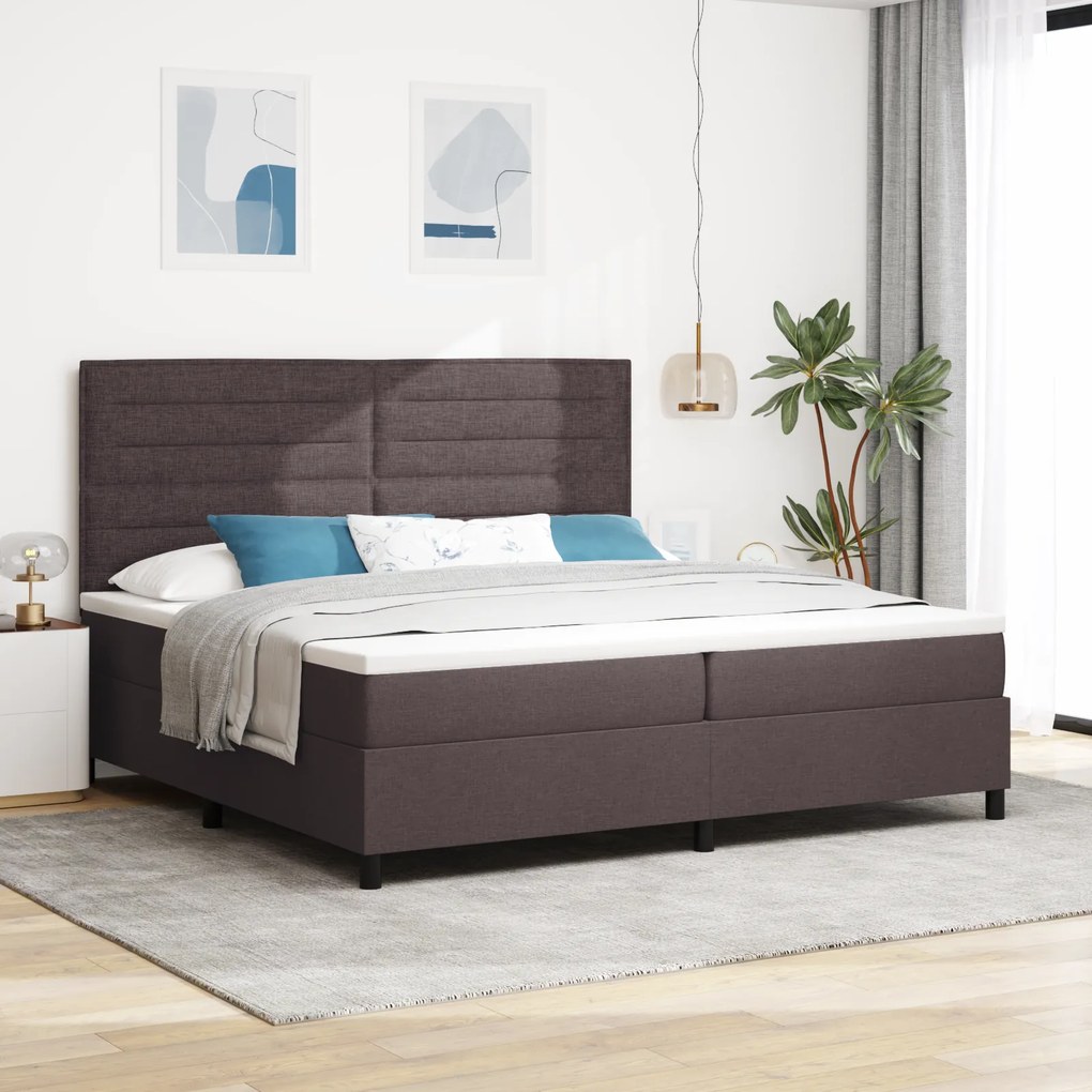 vidaXL Cama Box Spring com colchão castanho 200x200 cm tecido