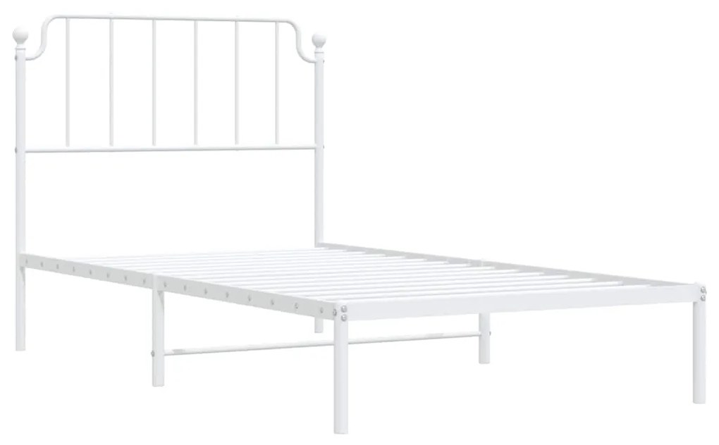 Estrutura de cama com cabeceira 100x200 cm metal branco