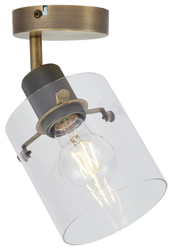 Foco de parede de design bronze com vidro transparente - Domo