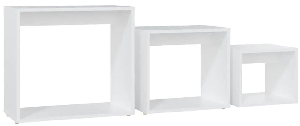 Mesas de encastrar 3 pcs contraplacado branco