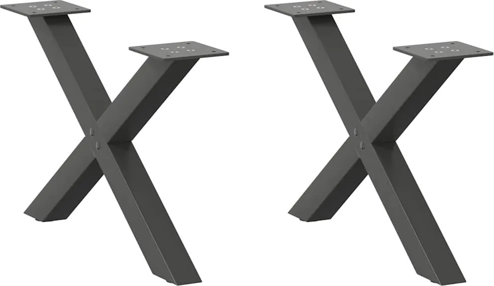 vidaXL Pés para mesa de centro em formato de X, 2 peças, antracite, 50x(30-31) cm, aço