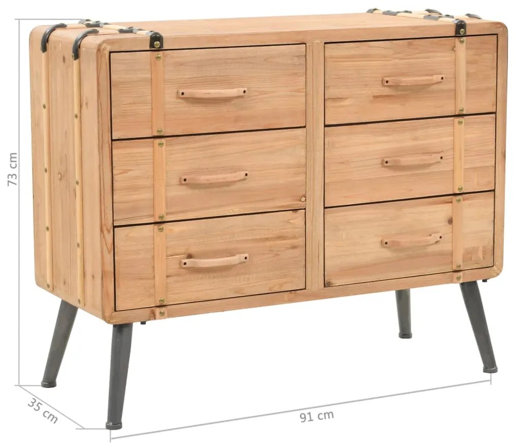 Armário com gavetas madeira de abeto maciça 91x35x73 cm
