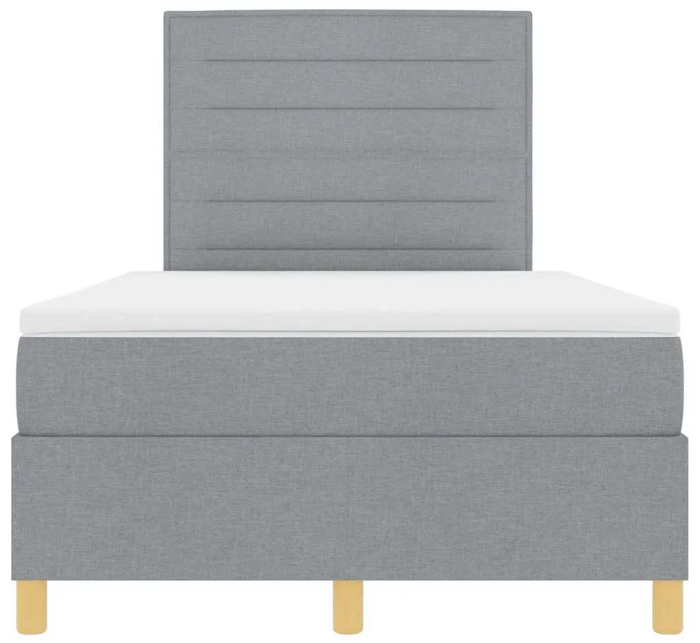 Cama Box Spring com Colchão Cinza Claro 120x200 cm Tecido