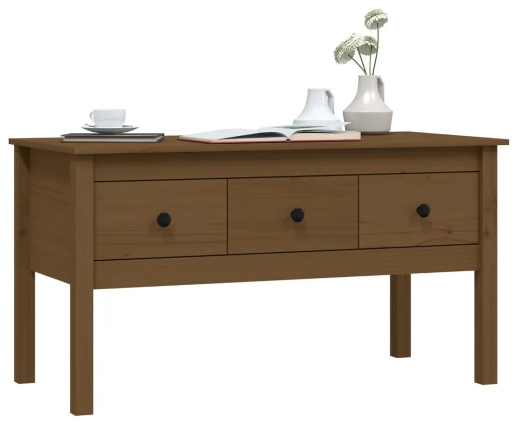 Mesa de centro 102x49x55 cm pinho maciço castanho mel