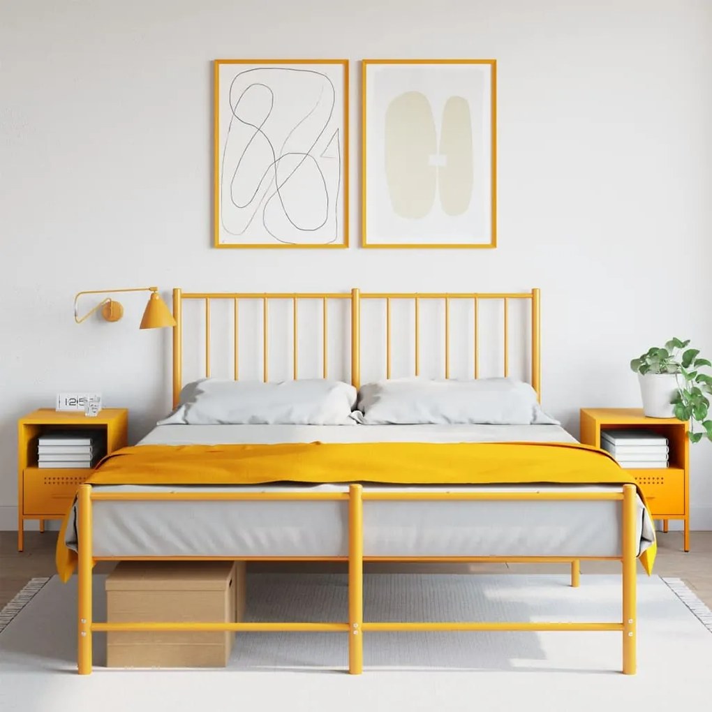 Mesas de cabeceira 2 pcs 36x39x50,5 cm aço amarelo mostarda