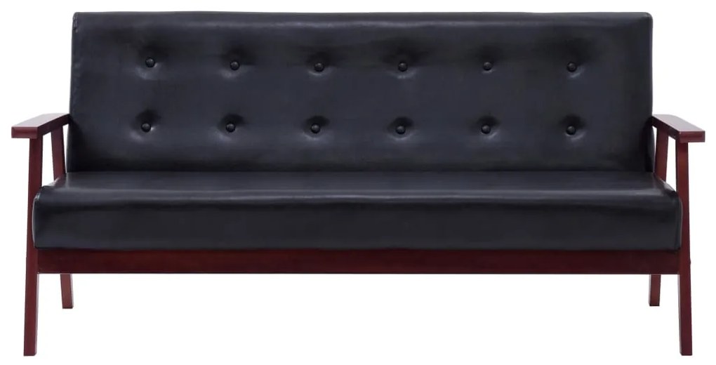 Conjunto de sofás 2 pcs couro artificial preto