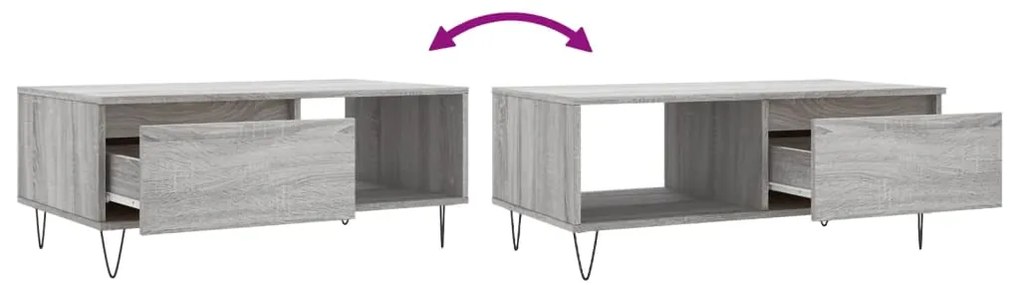 Mesa de centro 90x50x36,5 cm derivados madeira cinzento sonoma