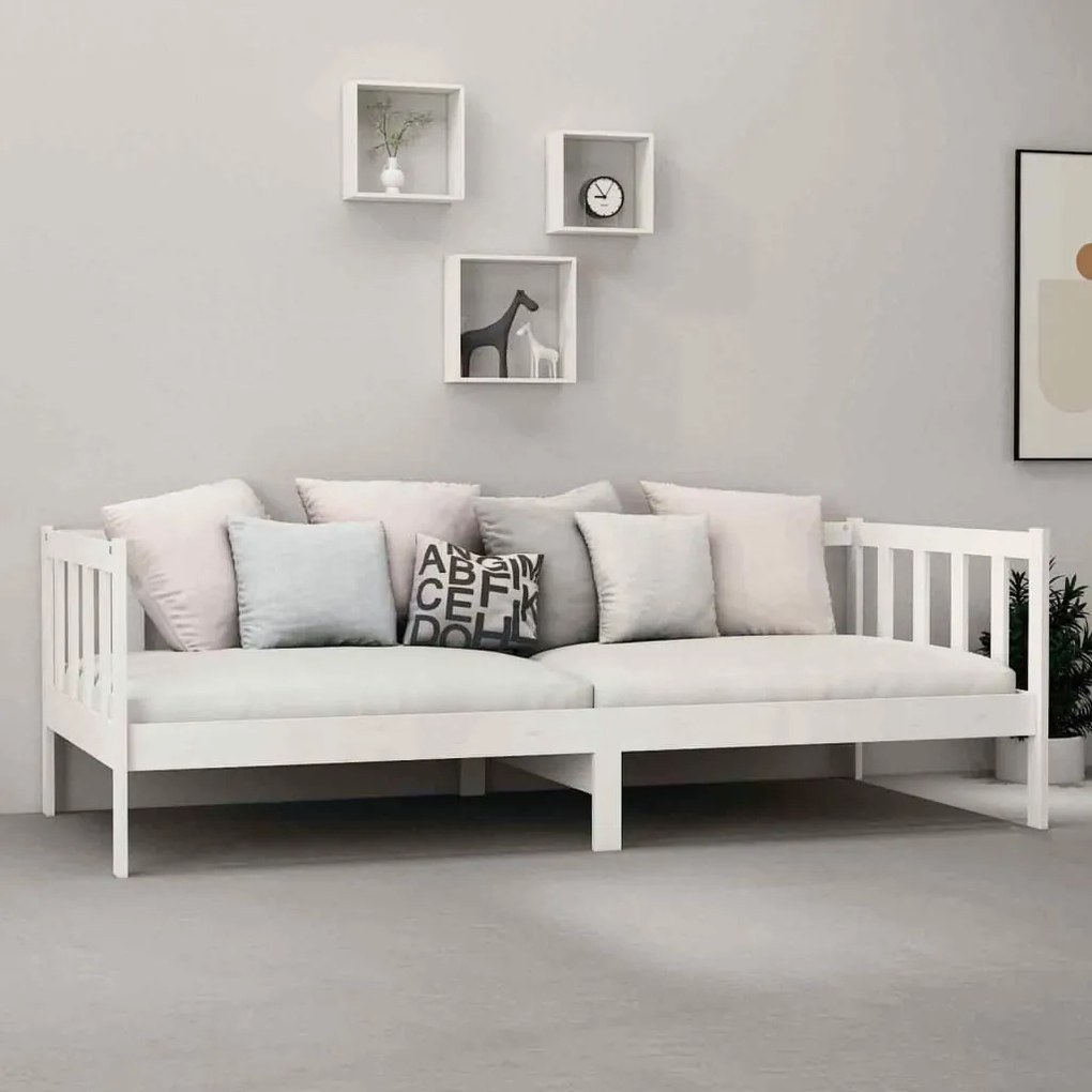 Sofá-cama com colchão 90x200 cm pinho maciço branco