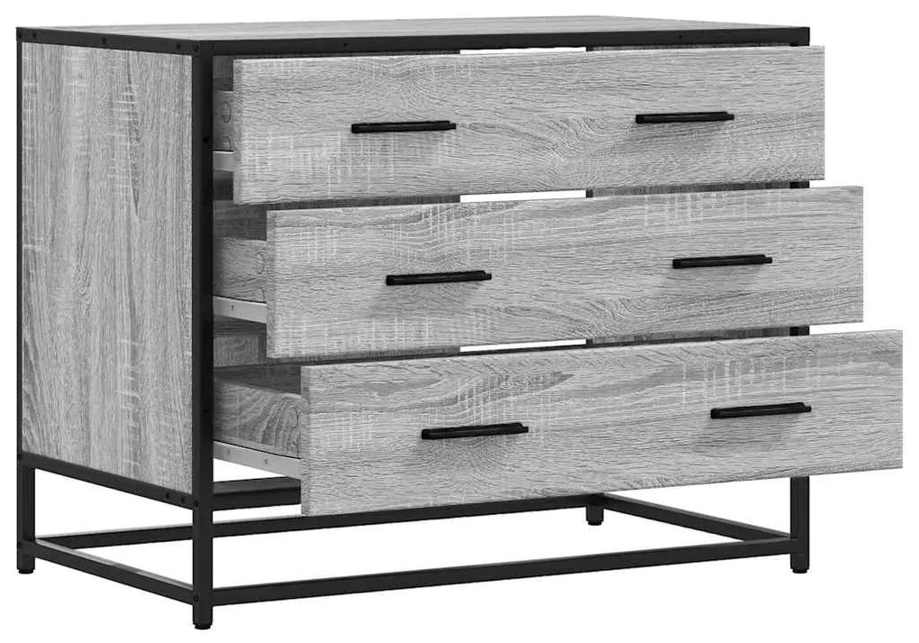 Cómoda com 3 Gavetas - 70x41x56 cm - deriv. madeira - cinzento sonoma