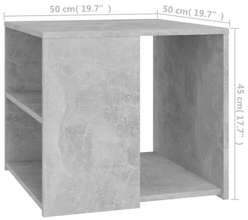 Mesa de apoio 50x50x45 cm contraplacado cinzento cimento