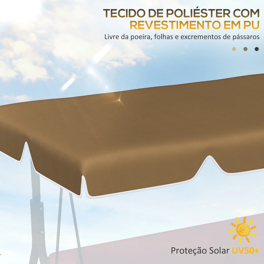 Toldo de Substituição para Baloiço de 2 Lugares com Proteção UV50+ para Jardim Varanda Pátio 192x144 cm Castanho Escuro