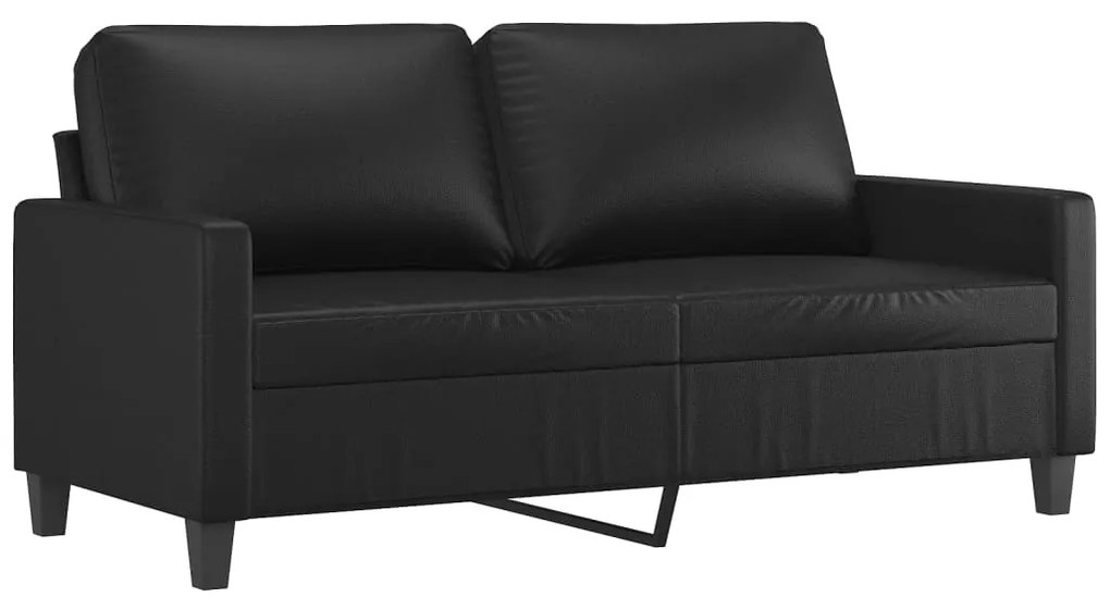2 pcs conjunto de sofás com almofadões couro artificial preto