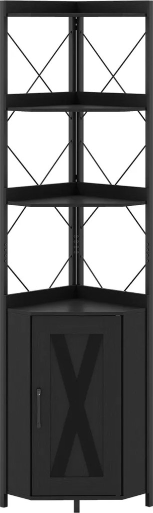 Estante de canto com 38 x 38 x 180 cm com grades de proteção Preta