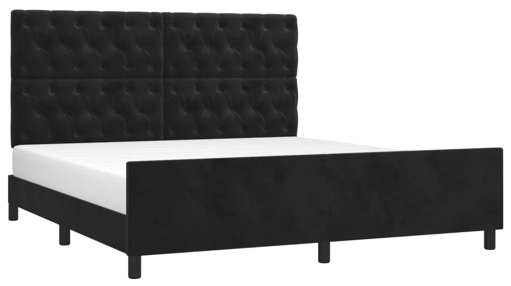 Estrutura de cama sem colchão 160x200 cm veludo preto