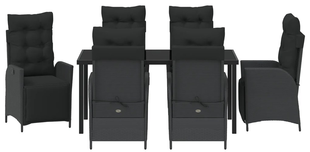 Conjunto de Jantar de Jardim de 7 Peças Preto Poli Rattan