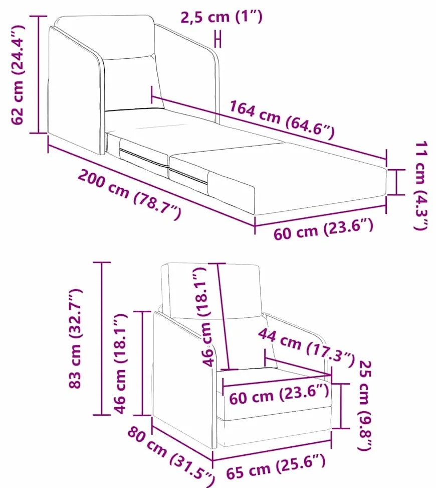 Sofá Cama de Chão 2-em-1 Vermelho Vinho 65x80x83 cm Tecido