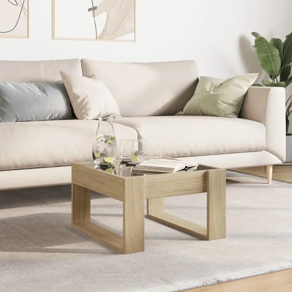 Mesa de centro luzes LED Infinity 50x53x30 cm carvalho sonoma