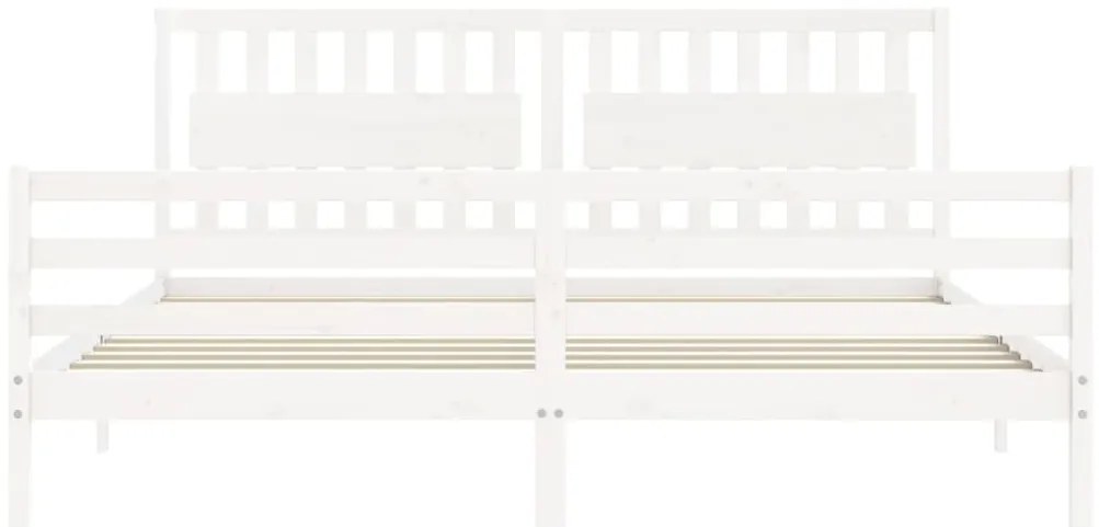 Estrutura de cama com cabeceira 200x200cm madeira maciça branco