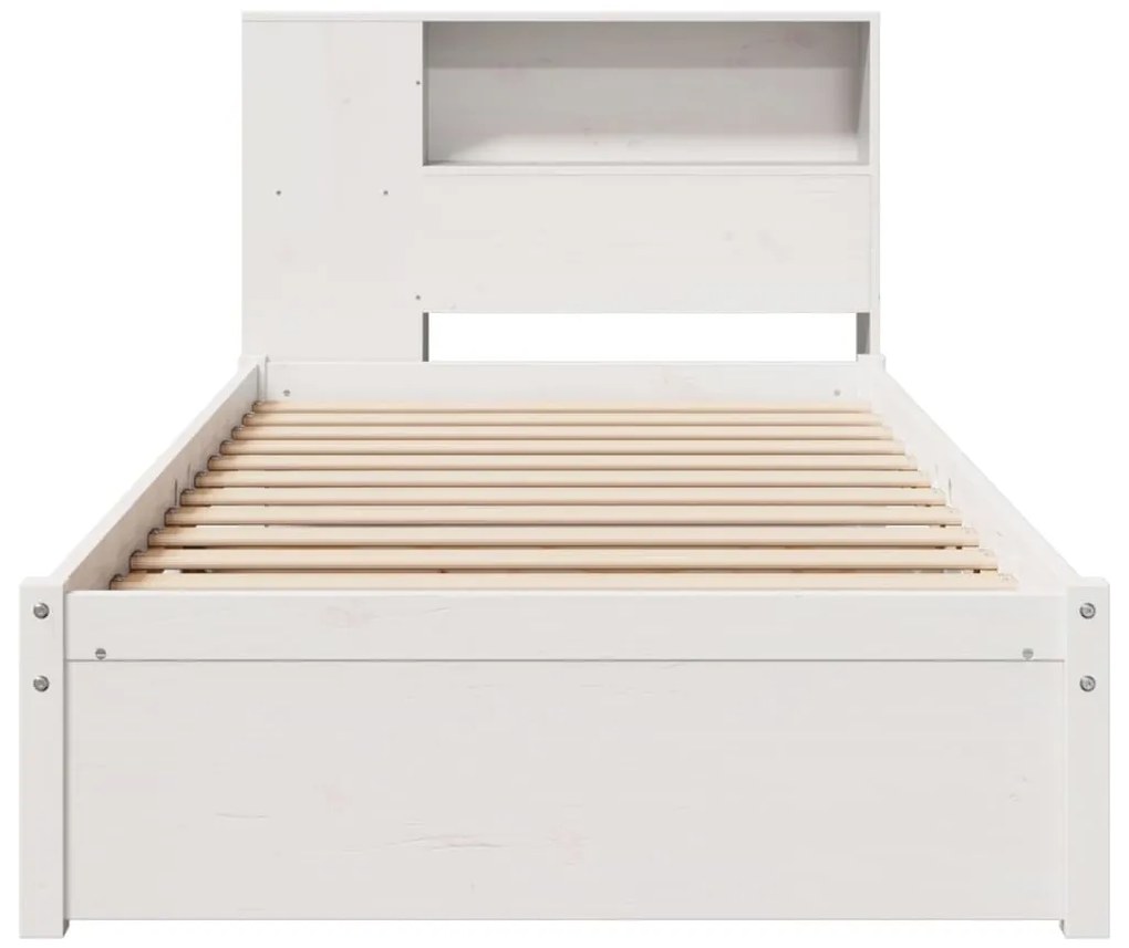 Cama com estante sem colchão 100x200 cm pinho maciço branco